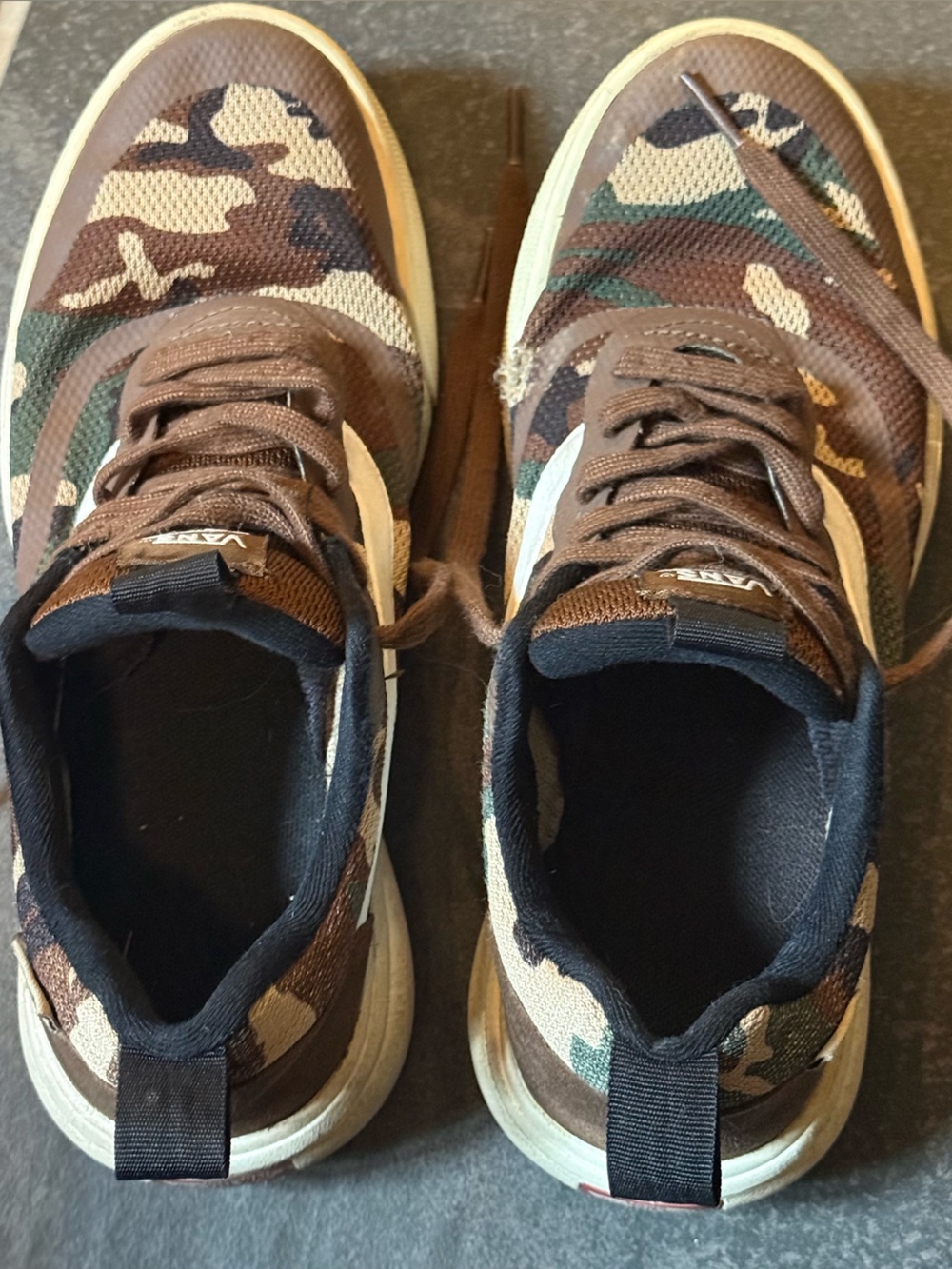 Vans Camo Print Low-Top Sneakers - Brown & Green, Men’s 6.5/Women’s 8